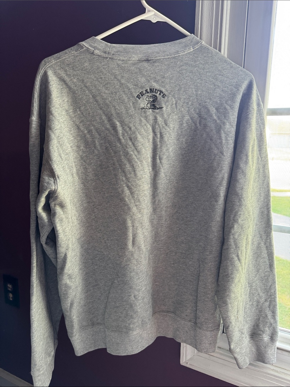 Peanuts Heather Gray Crewneck Sweatshirt with Small Back Logo - Picture 2 of 4